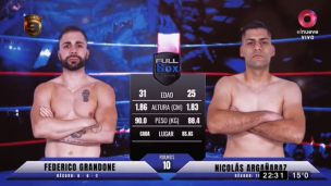 Boxeo masculino: Federico Grandone Vs. Nicolás Argañaráz por el título sudamericano crucero