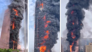 voraz incendio edificio china telecom