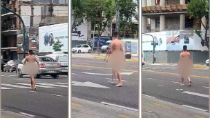 Insólito: un hombre salió corriendo desnudo por Av. del Libertador
