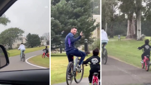 El video de Lionel Messi en bicicleta con su familia en el country en Funes