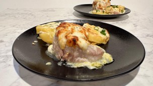 pescado al roquefort con vegetales