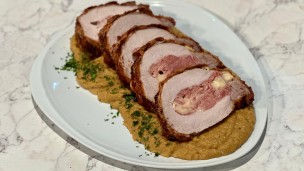 carre relleno con puré cremoso de batata