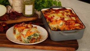 lasagna de carne y verdura con panqueques