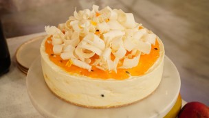 cheesecake de mango y maracuyá