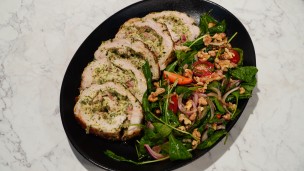 Carré de cerdo al horno con ensalada