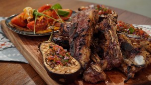 Aprendé a cocinar asado banderita con berenjenas asadas