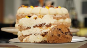 Rica y fácil torta de nuez y banana