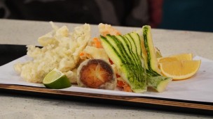 Increíble tempura de pejerrey y vegetales