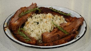 Algo distinto: tapa de asado con arroz de espinaca