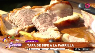 Ceja a la parrilla con criolla de apio y repollitos salteado