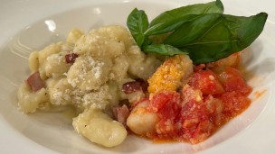 Riquísimos gnochi de papas a la carbonara