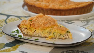 Increíble tarta de pollo cebolla y panceta