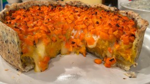 Riquísima tarta soufflé de calabaza y quesos