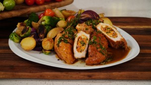Pechugas rellenas con vegetales a la chapa