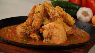 Increíble pollo a la portuguesa con bastones de papa