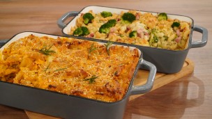Riquísimas pastas gratinadas con brócoli y calabaza 