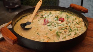 Riquísima cazuela de pollo con agnolottis