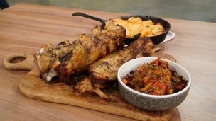 Increíble asado al horno con gratén de papas 