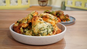 Escalope de pollo a la florentina con batatas 
