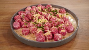 Riquísimos malfatti de remolacha 