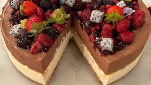 Cheesecake marmolada con mousse de chocolate