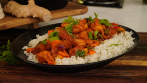 Riquísimo pollo agridulce con arroz