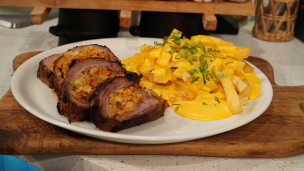 Arancini de pollo y verduras con corazón de mozzarella