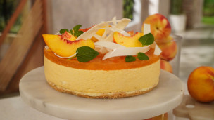 Riquísima torta mousse de melón y durazno 