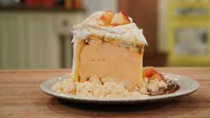 postre helado de durazno