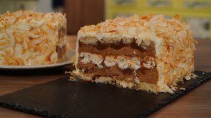 Riquísimo postre helado de dulce de leche y merengue