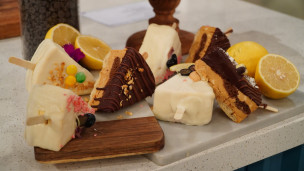 Torta palito bombón helado de limón y chocolate blanco