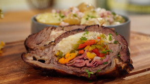 Bife de vacío relleno con papines