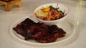 Churrasquito de cerdo con gremolata de tomate seco