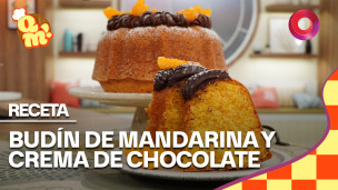 budín de mandarina y crema de chocolate.