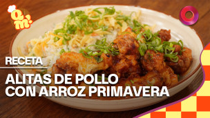 alitas de pollo con arroz primavera