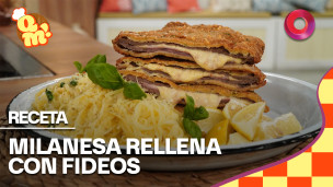 Milanesa rellena con fideos