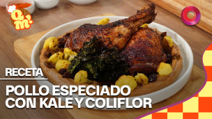 pollo especiado con kale y coliflor