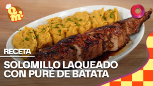 solomillo laqueado con puré de batata