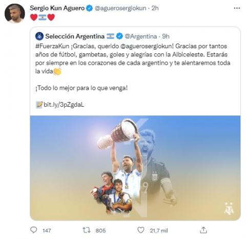 Emotivo agradecimiento del Kun Agüero a Independiente y el Manchester tras anunciar su retiro
