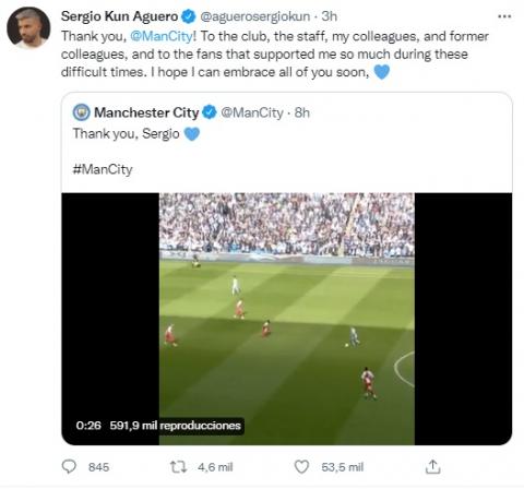 Emotivo agradecimiento del Kun Agüero a Independiente y el Manchester tras anunciar su retiro