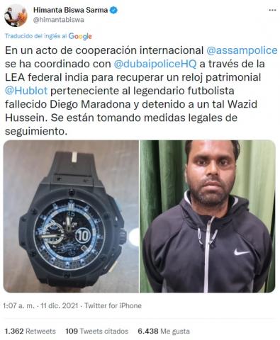 Así detuvieron al ladrón del reloj de Diego Maradona