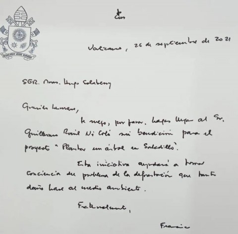 Carta del Papa Francisco a Guillermo Ni Coló