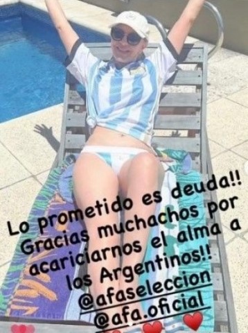 Susana Roccasalvo cumplió su promesa hot tras el triunfo de la Selección argentina en Qatar